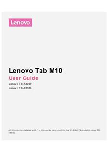 Lenovo Tab M10 - X605 manual. Smartphone Instructions.